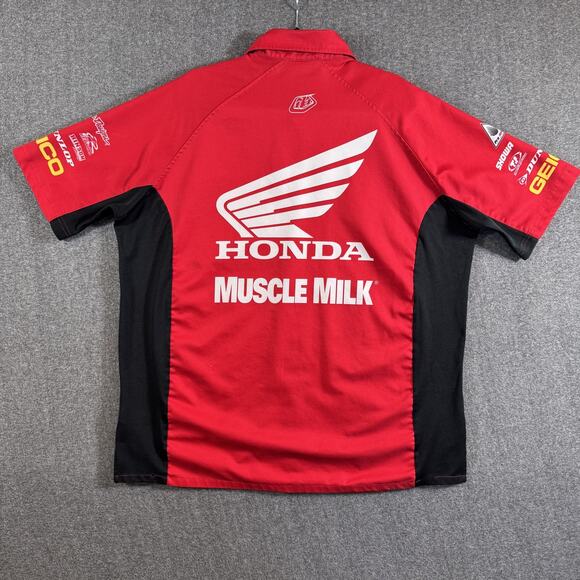 Troy Lee Designs Honda Racing Shirt Mens XL Red Black Motocross Team Muscle Milk - Picture 1 of 16